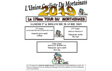 Le Team Côte de Granit Rose retenu pour le &quot;Tour du Mortainais 2019&quot; en 2e cat.,3e cat.,Juniors&amp;PC Open